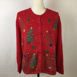 VTG Segue Christmas Cardigan Sweater Size L